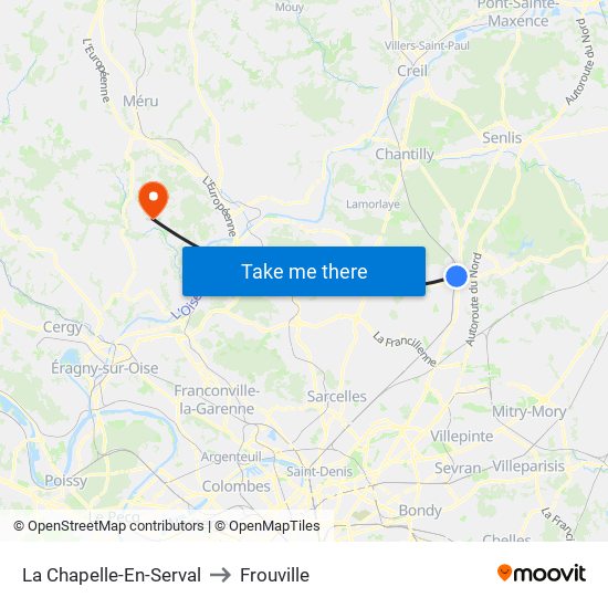 La Chapelle-En-Serval to Frouville map