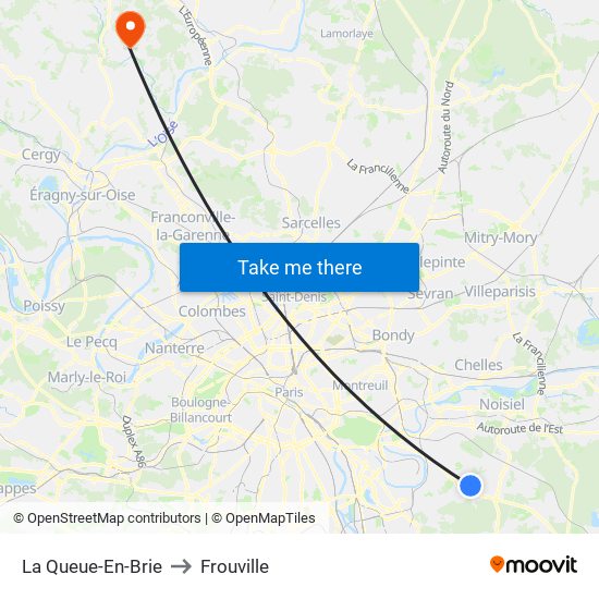 La Queue-En-Brie to Frouville map