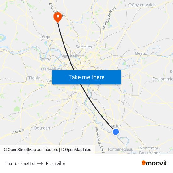 La Rochette to Frouville map