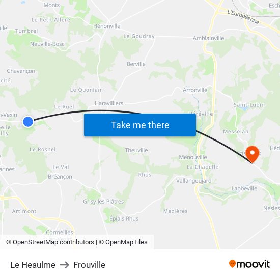 Le Heaulme to Frouville map