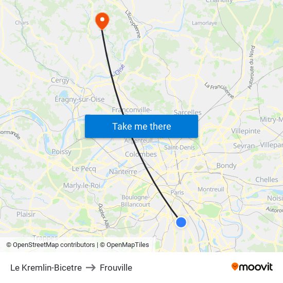 Le Kremlin-Bicetre to Frouville map