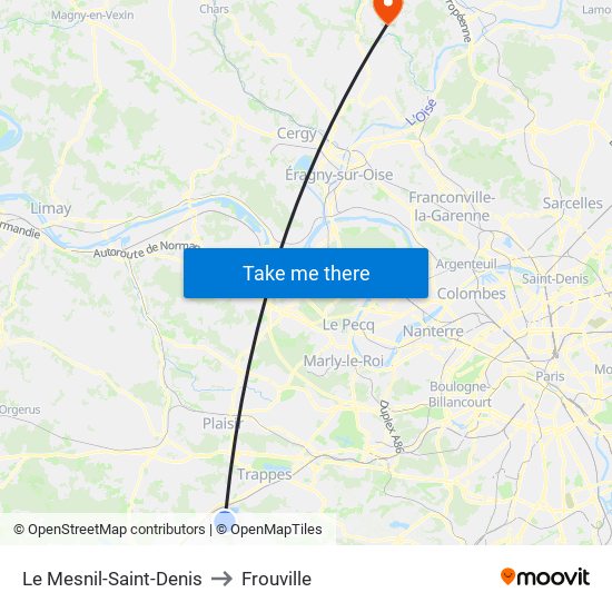 Le Mesnil-Saint-Denis to Frouville map