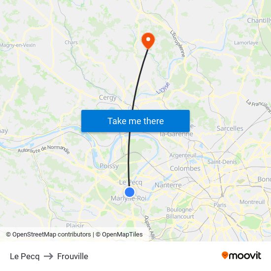 Le Pecq to Frouville map