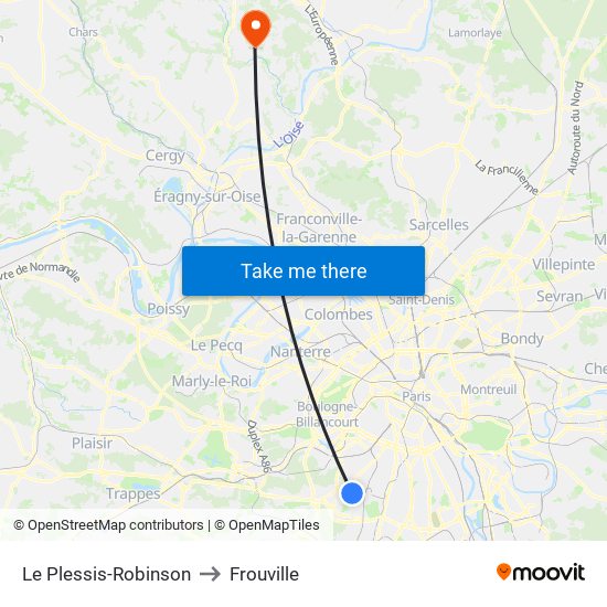 Le Plessis-Robinson to Frouville map