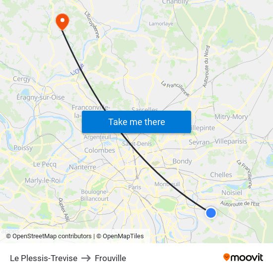 Le Plessis-Trevise to Frouville map