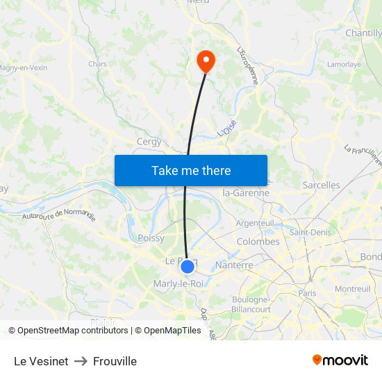 Le Vesinet to Frouville map