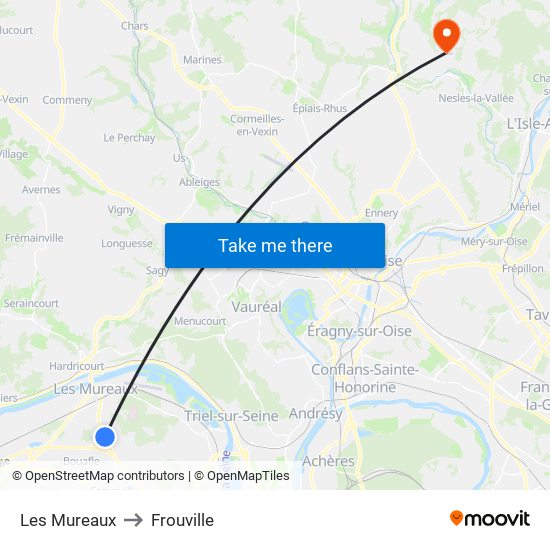 Les Mureaux to Frouville map
