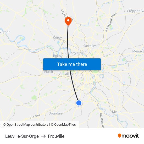 Leuville-Sur-Orge to Frouville map