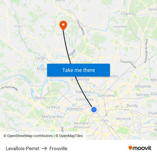 Levallois-Perret to Frouville map