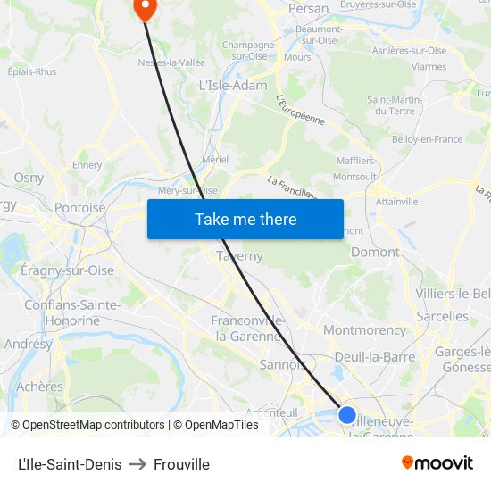 L'Ile-Saint-Denis to Frouville map