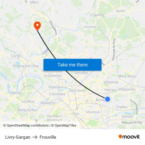 Livry-Gargan to Frouville map