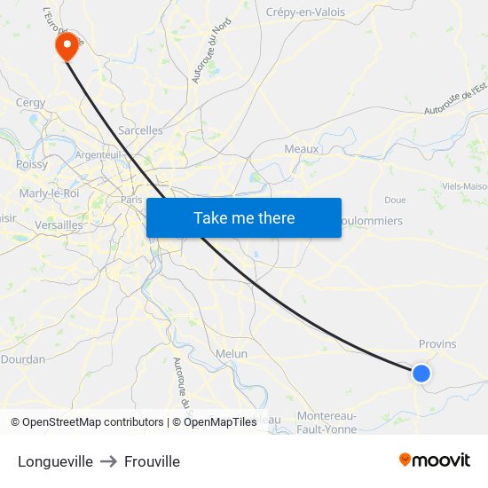 Longueville to Frouville map