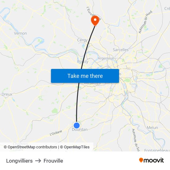 Longvilliers to Frouville map