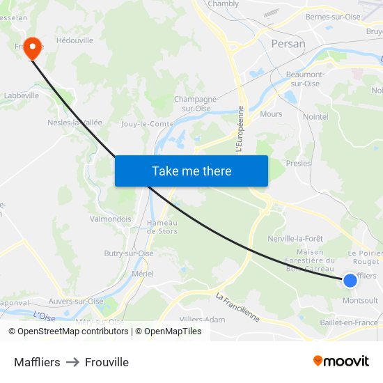 Maffliers to Frouville map