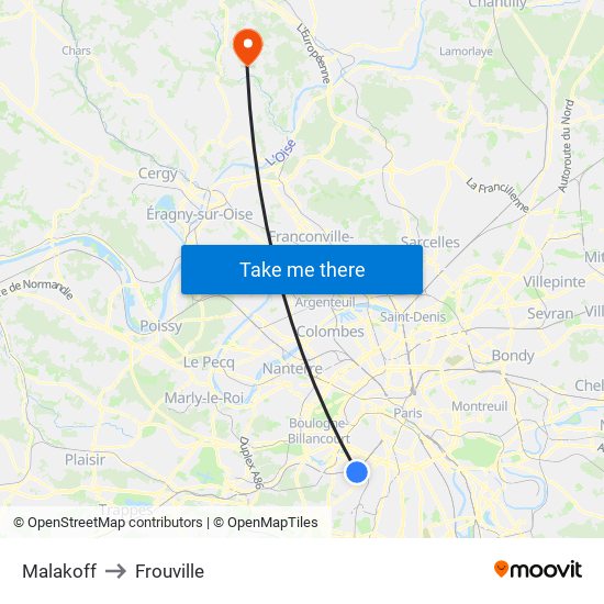 Malakoff to Frouville map