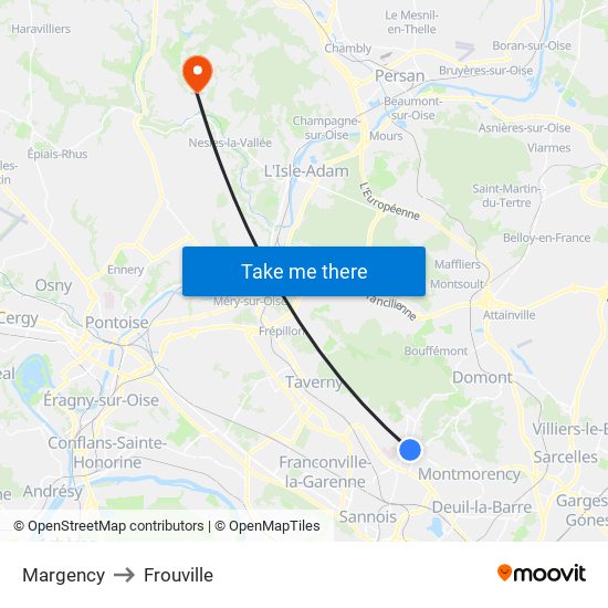 Margency to Frouville map