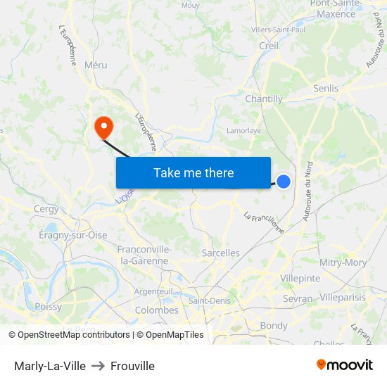 Marly-La-Ville to Frouville map