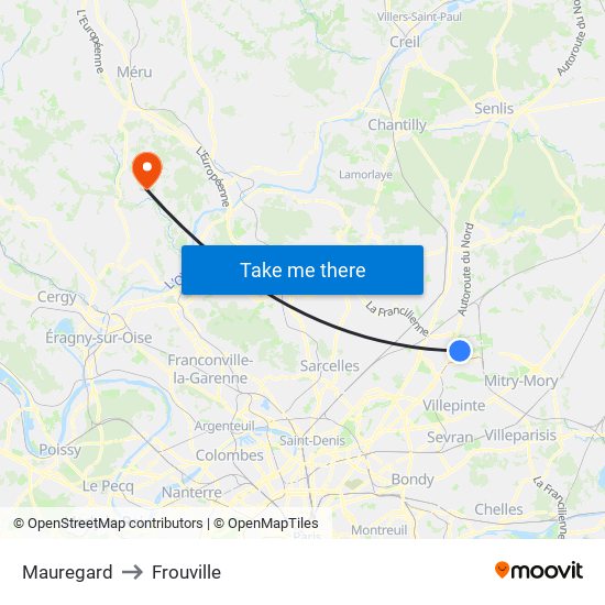 Mauregard to Frouville map