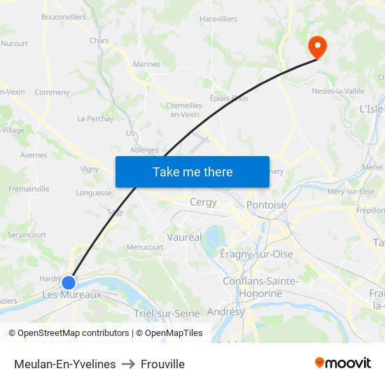 Meulan-En-Yvelines to Frouville map