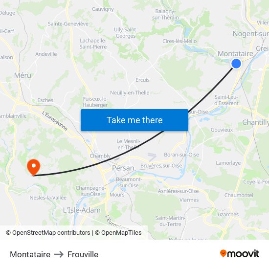Montataire to Frouville map