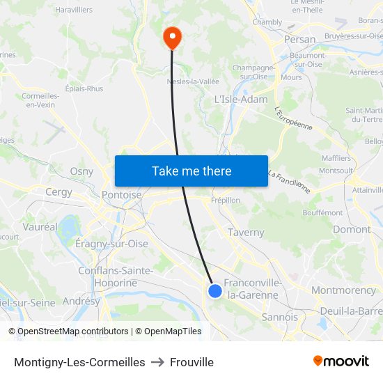 Montigny-Les-Cormeilles to Frouville map