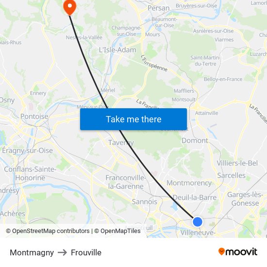 Montmagny to Frouville map