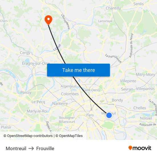 Montreuil to Frouville map