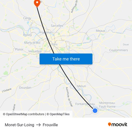 Moret-Sur-Loing to Frouville map