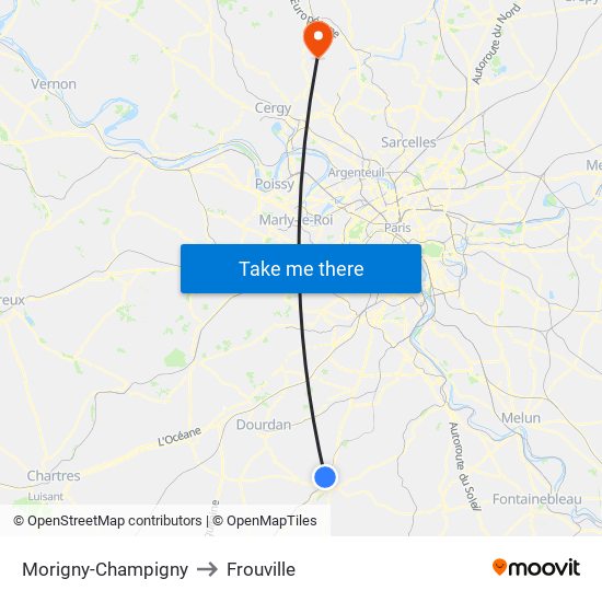 Morigny-Champigny to Frouville map