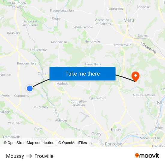 Moussy to Frouville map