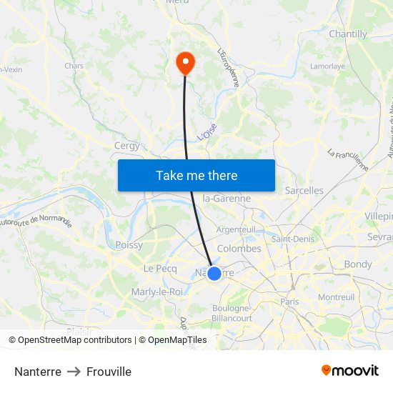 Nanterre to Frouville map