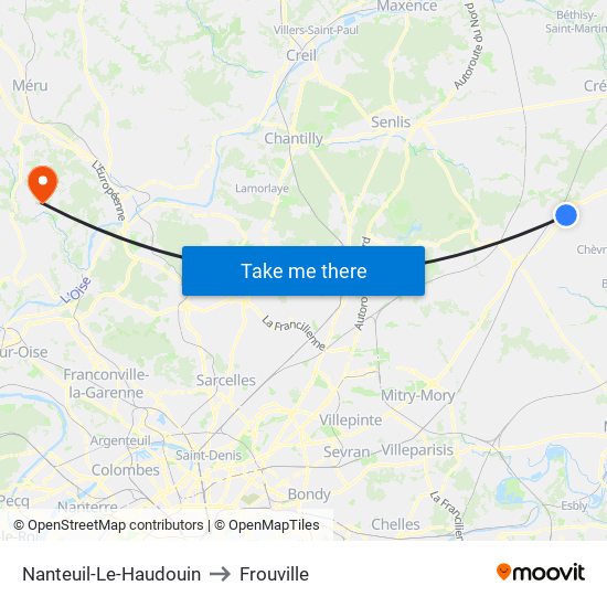 Nanteuil-Le-Haudouin to Frouville map