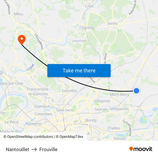 Nantouillet to Frouville map