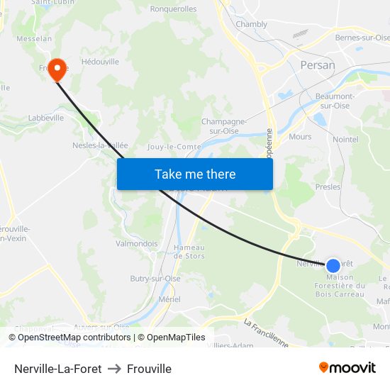 Nerville-La-Foret to Frouville map