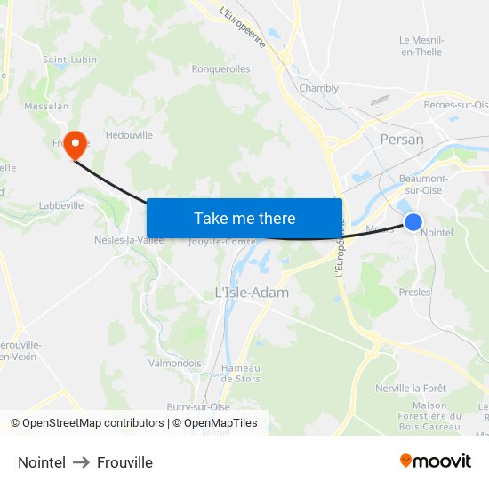 Nointel to Frouville map
