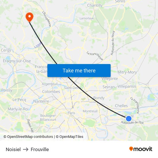 Noisiel to Frouville map