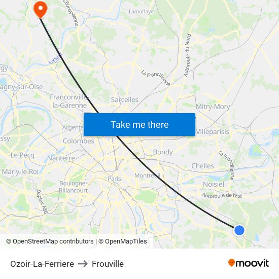 Ozoir-La-Ferriere to Frouville map