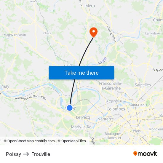 Poissy to Frouville map