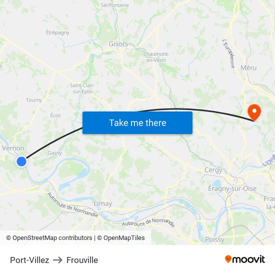 Port-Villez to Frouville map