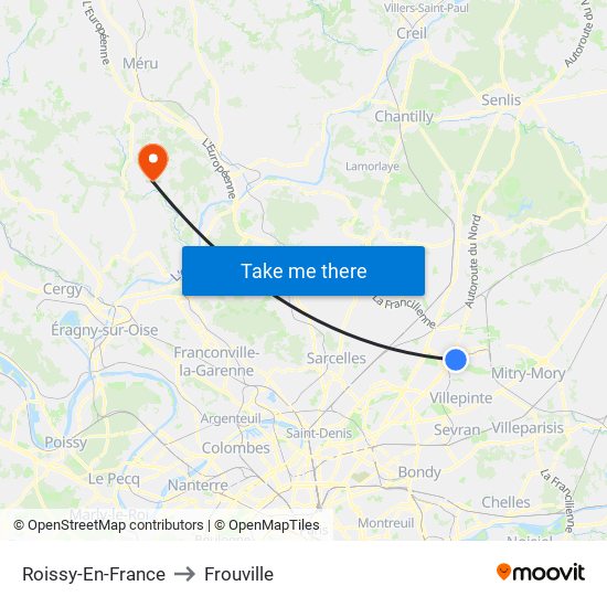 Roissy-En-France to Frouville map