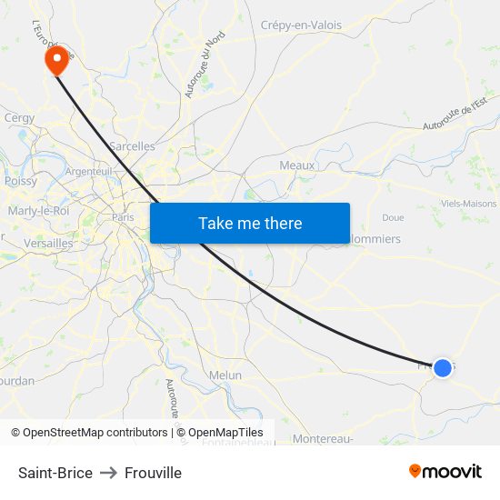 Saint-Brice to Frouville map