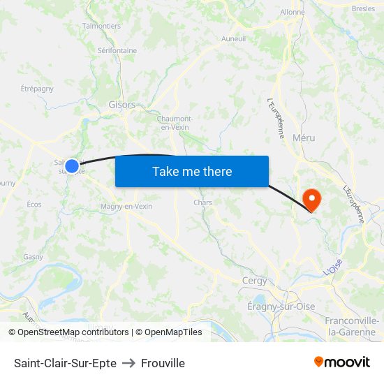 Saint-Clair-Sur-Epte to Frouville map