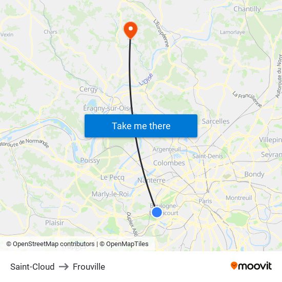 Saint-Cloud to Frouville map