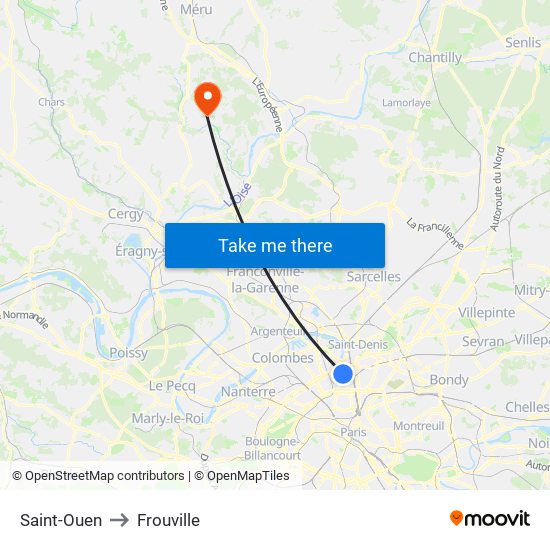 Saint-Ouen to Frouville map