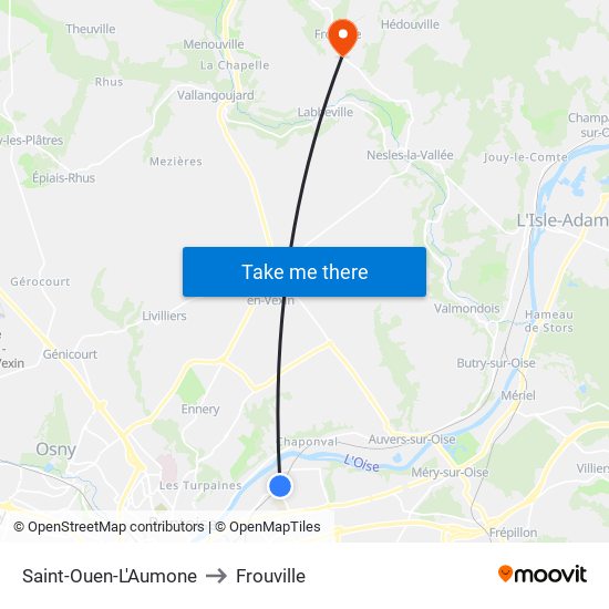 Saint-Ouen-L'Aumone to Frouville map
