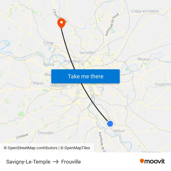 Savigny-Le-Temple to Frouville map