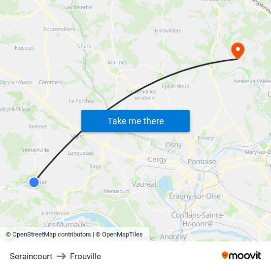 Seraincourt to Frouville map