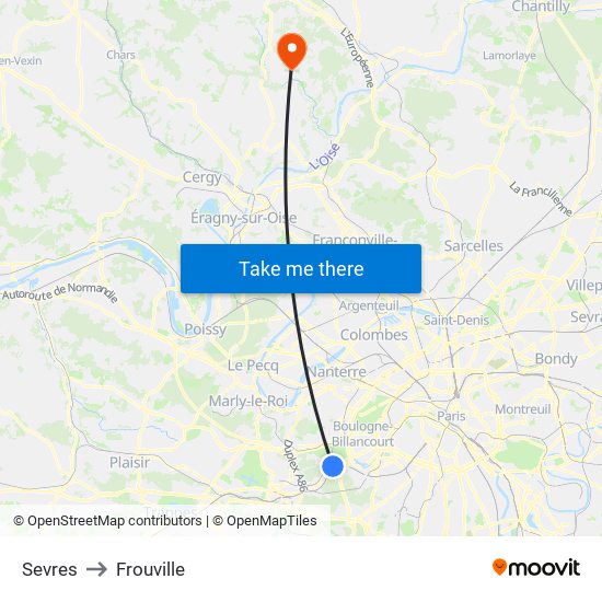 Sevres to Frouville map