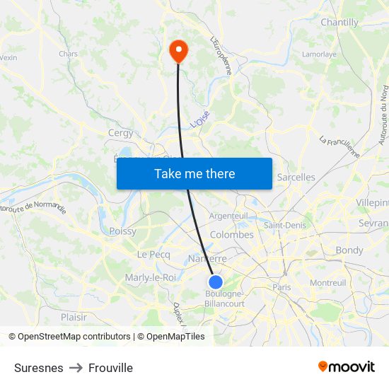 Suresnes to Frouville map