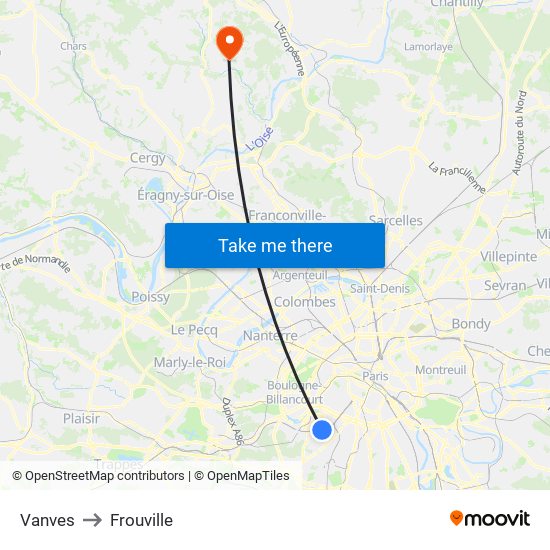 Vanves to Frouville map